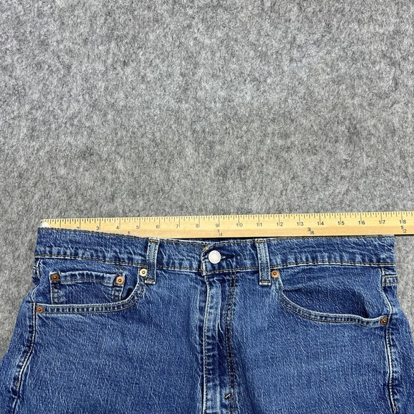 Levis 505 Jeans Mens 36x32 Blue Regular Straight Stretch Denim Pants Actual35x30 - Picture 13 of 16
